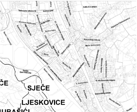 Nazivi ulica u Srebreniku - centar
