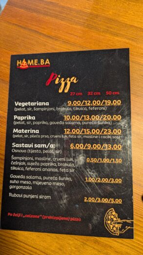 Hame.Ba - Jelovnik
