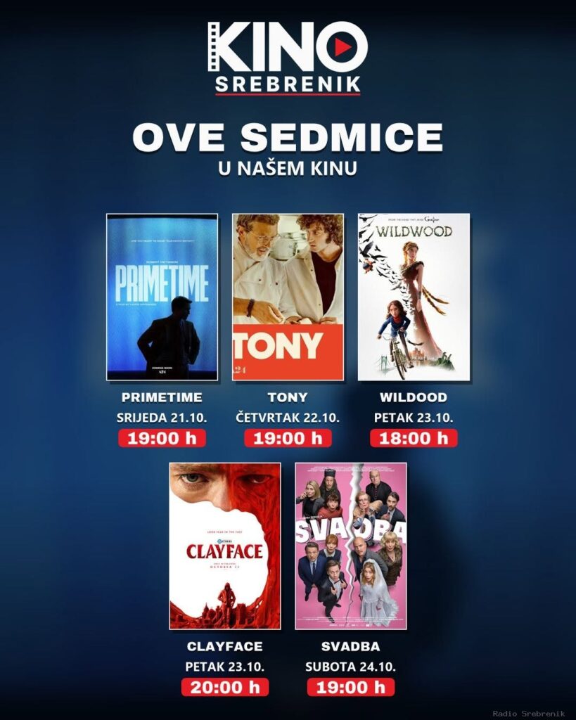 Sedmični filmski repertoar Kina Srebrenik za 22–24. oktobar 2026.